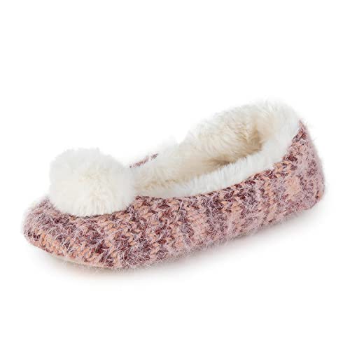 Totes Ladies Fluffy knit Ballet Slippers