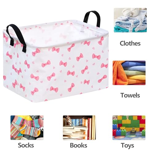 Image of Rectangle Gift Shelf Nursery Storage Basket Laundry Hamper Storage Box and Bins for Home Clothes with Handles