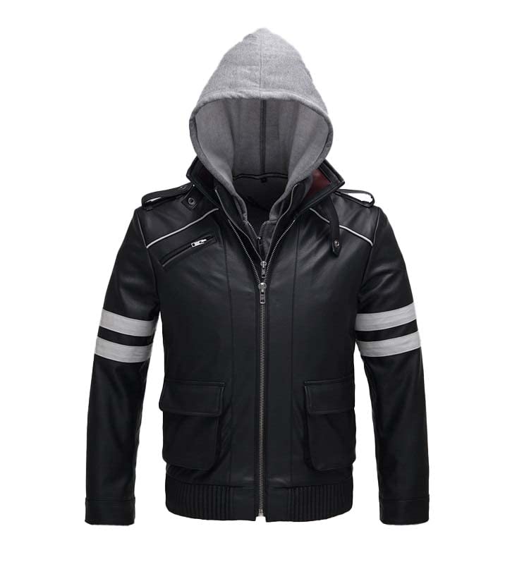 Alex Mercer Prototype - Giacca da moto in vera pelle con cappuccio rimovibile