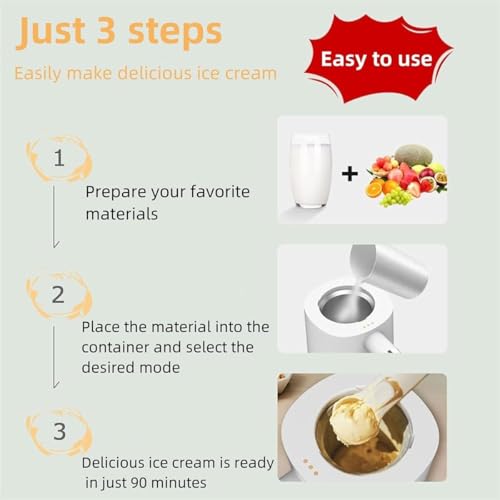 Automatische Eismaschine 300 ml – Multifunktionsmaschine mit LED-Touchscreen, 6 Modi und 90 min schneller Produktion, ideal für DIY Soft Serve und Sorbet zu Hause – Bild 5