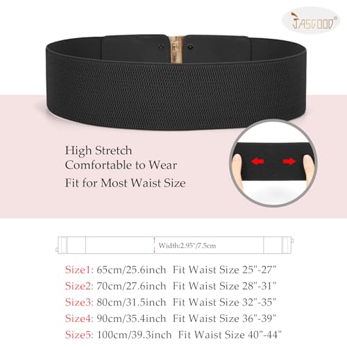 JASGOOD 4 Pack Wide Elastic Stretch Waist Belts for Women Dress Belt 5