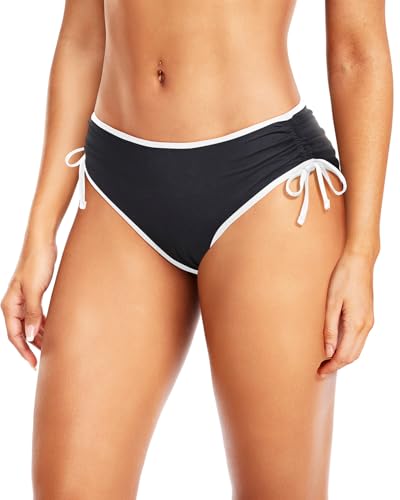 Image of Daci Women Mid Waist Bikini Bottoms - Full Coverage Swim Bathing Suit Bottom Side Tied Swimsuit Bottoms