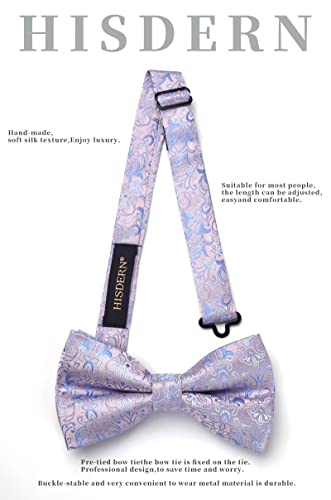 Image of HISDERN Bow Ties for Men Paisley Floral Pre-tied Bowtie Pocket Square Set Men's Formal Bow Ties Wedding Party