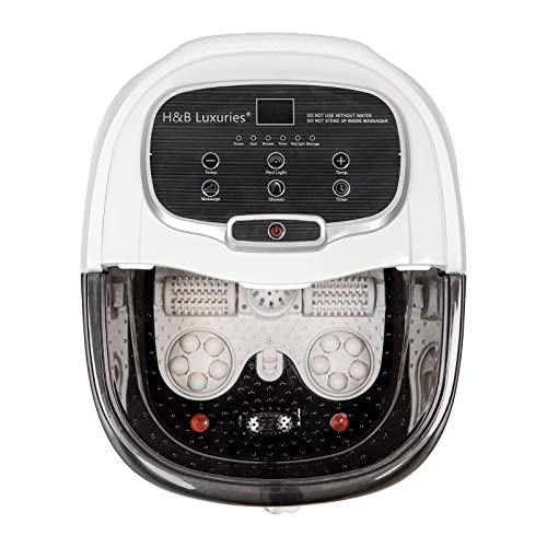 Large Shiatsu Foot Spa Bath Massager With Heat And Jets, Deep Automatic Feet Soak Soaking Tub With Pedicure Massage Rollers, Electric Adjustable Waterfall Shower For Feet Stress Relief, Black #TOP7