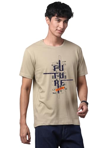 Image of ADRO Men's Graphic Printed 100% Cotton T-Shirt - Regular Fit, Printed T-Shirts for Men