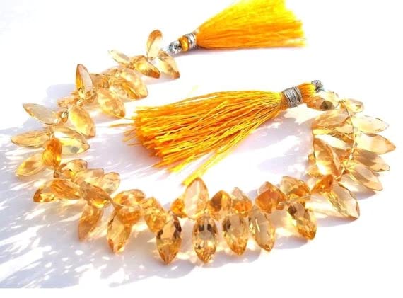 Citrine Faceted Marquise LKBEADS - Pierre taillée en briolette 12x6mm pour création de bijoux