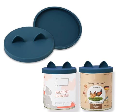 OHMO Dosendeckel Katzenfutter, Silikon Deckel für Dosen für Tierfutter(800g), BPA-frei, Dunkelblau, 2er-Set