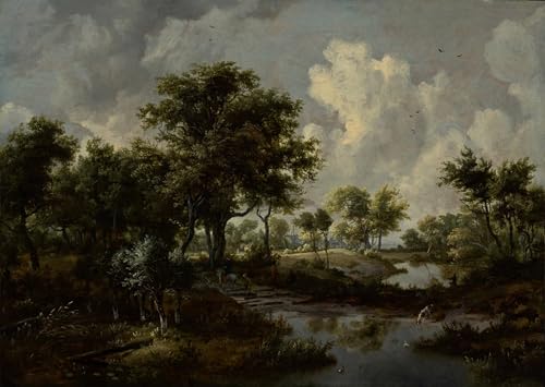 Tableau toile paysage boisé Meindert Hobbema affiche art déco murale 60x90