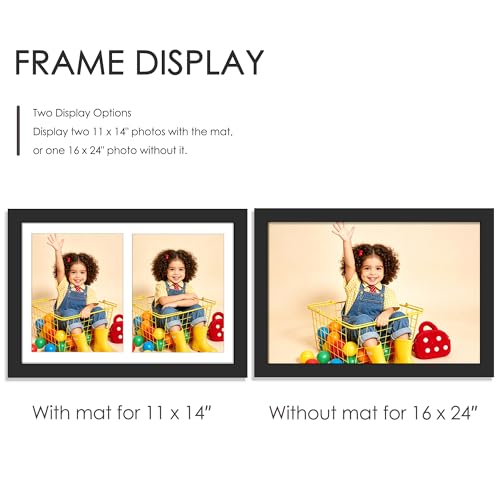 Image of DUENPY 16x24 Picture Frame 2-Opening 11x14 Collage Picture Frame Displays Two 11x14 inch Photos Collage Wall Decor Wall Hanging or Tabletop Black