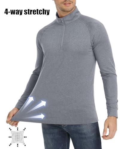 Image of MAGCOMSEN Men's Quarter Zip Pullover Long Sleeve Sweatshirts Fleece Lined Golf Pullover Thermal Gym Workout Tops
