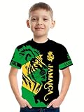 DFZ Boys Jamaica Flag T-Shirt 3D Print Vintage Tee Jamaica Jersey for Children's Top