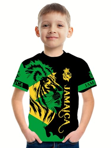 DFZ Boys Jamaica Flag T-Shirt 3D Print Vintage Tee Jamaica Jersey for Children's Top