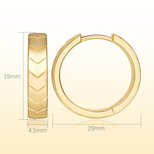 Gold Hoop Earrings 14K Gold Earrings for Women Hoop Earring for Women Hoops Simple yet Distinctive Carved Texture Hoops Earring for Womens 20mm2