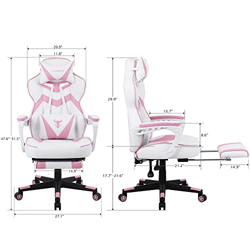 Zeanus Pink Gaming Chair, Pc Gaming Chair For Girls, Reclining Computer Chair With Footrest, Ergonomic Gaming Computer Chair With Massage, Gaming Chair For Women, High Back Gaming Chairs For Adults #TOP2