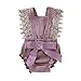 Haokaini - Barboteuse sans manches d'été pour nouveau-né, Tenue de combinaison à volants pour bébé, Body en dentelle Bowknot (Violet, 3-6 Mois)