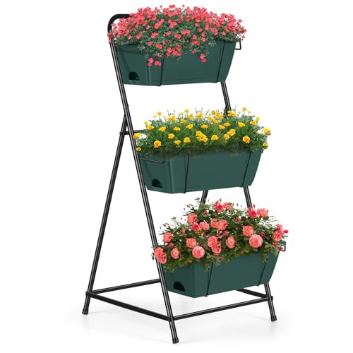 Vertical Raised Garden Bed 3 Tier Garden Planter Standing Planter Box Herb Garden Planter Outdoor...