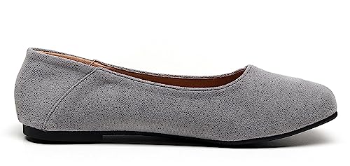 Venuscelia Women's Plain Slip Flats Shoe (8.5 M Us,Grey) #TOP2
