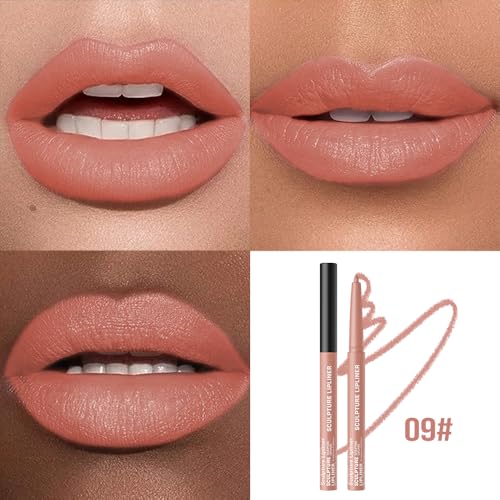 Image of 12 Colors Matte Lip Liner Pencil - Long Lasting Waterproof Lip Liner, Smudge Proof Transfer Proof Lip Pencil, High Pigment Lip Makeup for Defining & Filling Lips (09#, 1PCS)