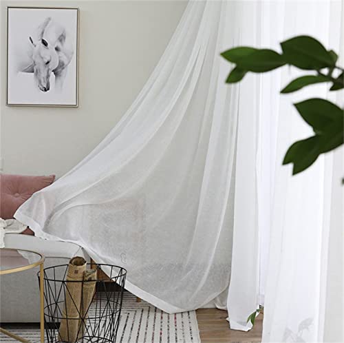 Voilages texturés effet lin blanc de qualité supérieure à œillets - 5