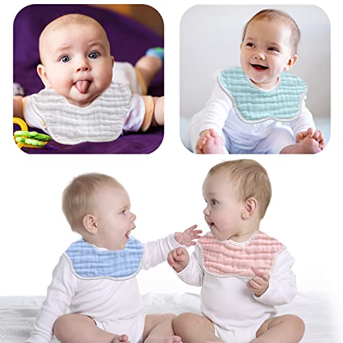 Dosmine HU-XI-201 6 Pack Muslin Bibs Baby Drooling Bibs 360 Rotate Baby Feeding Bibs 8-Layer Adjustable Baby Bibs Food Bibs thumb #5
