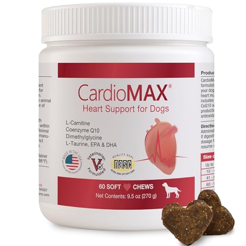 Heart Support Supplement for Dogs-Vet-Formulated, Antioxidant-Rich-L-Taurine, L-Carnitine,EPA,DHA,CoQ10-Aids Circulatory Strength, Cardiovascular Support, Heart Muscle Function-USA Made-60 Soft Chews