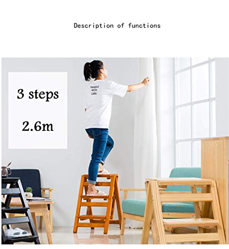 Taburete escalonado multifunción de 3 escalones con estructura estable de madera 7