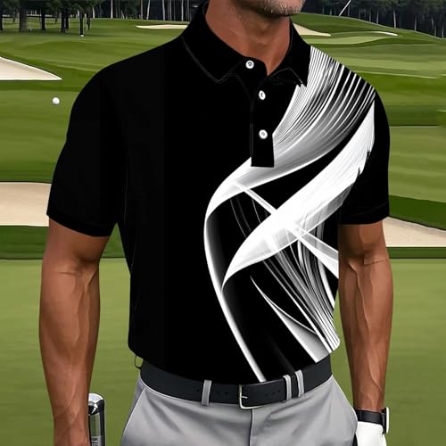 Camisa Polo para Hombre Manga Corta con Cuello de Botones y Estampado Geométrico miniatura 2