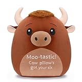Cute Cow Stuffed Animals: This highland cow pillow brings the playful spirit of the highlands right into your home. Featuring floppy horns, a soft, fluffy exterior, and an adorable smile, it perfectly captures the charm of the Highland cow. Whether d...
