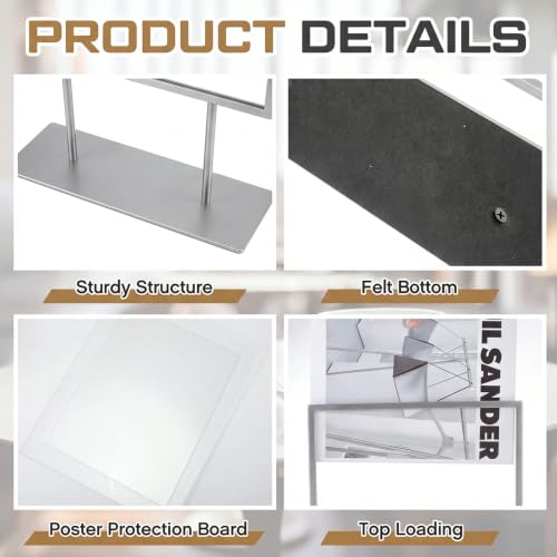 Image of Zhengmy 1 Tabletop Sign Holder, 11 inch w X 8.5 inch h - Landscape, Silver