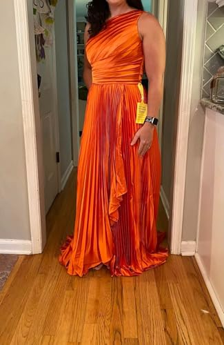 One Shoulder Satin Bridesmaid Dresses with Slit Ruffle Prom Dress 2025 Long Aline Wedding Guest Dress3