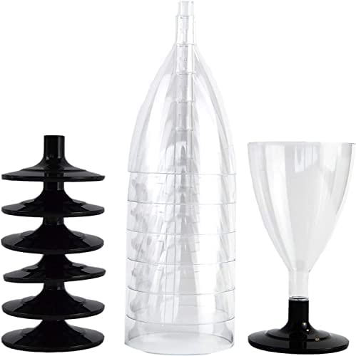 DUE ESSE S.N.C. DI SABATINI ALDO & C. 100 copas de champán base negra + 100 copas de vino o agua, base negra para componer, ideales para fiestas, fiestas, eventos, aperitivos