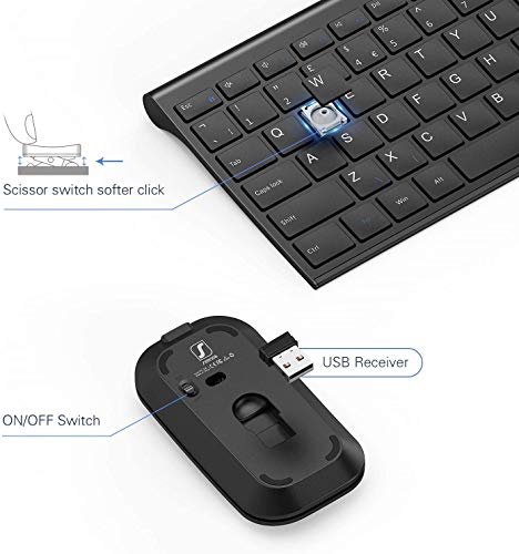 Teclado y ratón inalámbrico Seenda negro para organizar tu escritorio sin enredos 7