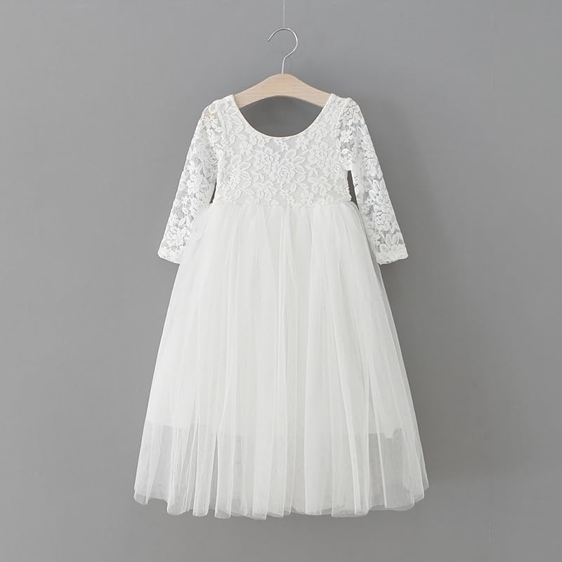 Cutiego フラワーガールドレス 幼児用ドレス ヴィンテージ 素朴なドレス ベビーガール 洗礼ドレス