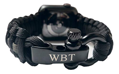 Hot Deals WATER BEAR TACTICAL 550 Paracord Band Made for Apple Watch 42mm & 44mm for Apple Watch Series 7, 6, 5, 4, 3, 2, 1 (Olive Stripe Black, 42/44mm Small)