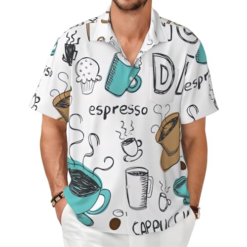 Chemise de voyage pour homme en tissu respirant motif café