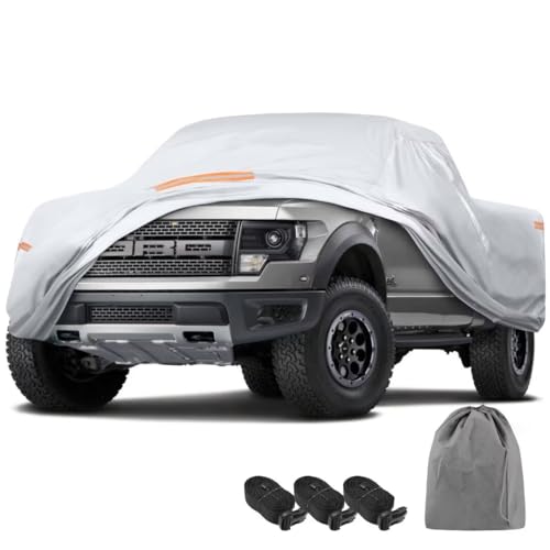 Image of GIANT PANDA Car Cover Custom Fit for F150 F250 F350,Waterproof All Weather,Sun UV Protection,Enhanced Paint Protection for Automobiles & Car Snow Cover, Silver