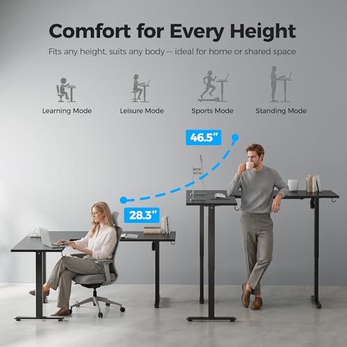 Image of Agilestic L Shaped Standing Desk 63 inch Adjustable Height, Electric Corner Standing Desk, Sit Stand Computer Table with Splice Board, Black