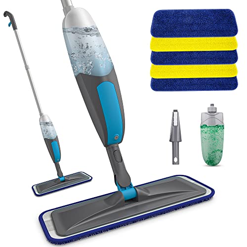 Spray Mops For Floor Cleaning - Bpawa Microfiber Floor Mop Flat Wet Dry Dust Mop For Hardwood Laminate Wood Tile Ceramic Bathroom Kitchen Floors,Cleaner Mop With 5 Reusable Washable Pads 550Ml Bottle #TOP4
