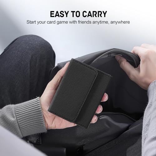 Image of ZLCA Card Deck Box for Trading Cards, MTG Commander Deck Box Holds 120+ Single Sleeved, Leather Magnetic Card Storage Case Fits for TCG CCG Magic(Black Set)