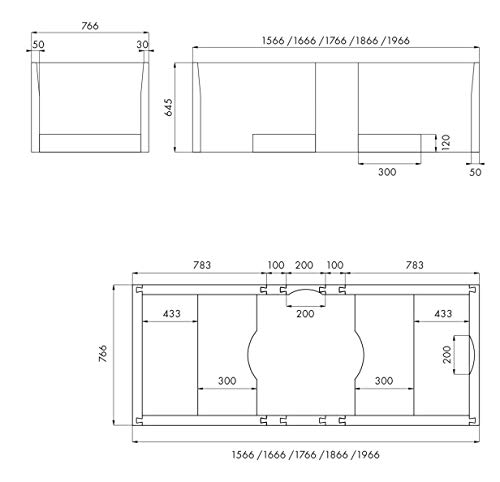 VBChome Badewanne 180x80 cm Acryl SET 3in1 Wannenträger Siphon Wanne Rechteck Weiß Classic Styroporträger Ablaufgarnitur in Chrom Viega Simplex für 2 Personen (180x80)