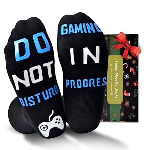 Gaming Gifts for Men Funny Socks - Christmas Stocking Fillers for Men Gifts Secret Santa Birthday Funny Gift Ideas for Teenage Boys Xmas Presents Novelty Socks Do Not Disturb Gaming In Progress Socks