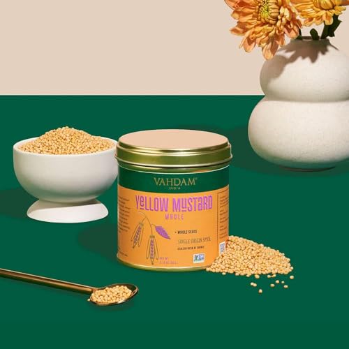 Image of VAHDAM, Yellow Mustard Whole (3oz /90g) Guten-Free, 100% Raw Whole Yellow Mustard Seeds Whole for Cooking & Pickles | Perfect for Cooking | Direct from Source