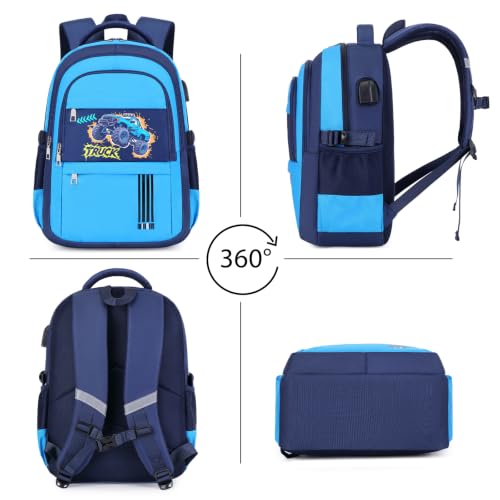 Image of ACESAK Boys Backpack - 3PCS Cool Luminous Backpack for Boys School Backpacks for Kids Kindergarten Elementary Preschool Middle School Bags with Lunch Box Pencil Case Set (Off-road Vehicle)