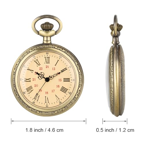 Image of Vintage Quartz Pocket Watches for Men with Chains, Analog Pocket Watch for Women, Gifts for Dad /Grandpa Gifts for Him for Birthday