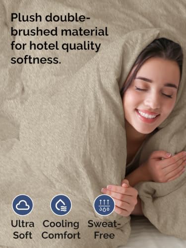 Image of Duvet Cover Oversized Queen - 3 Piece w / Zip Closure - Heathered Beige