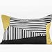 LLWYH Poszewki na poduszki luksusowe żółte teksturowane czarne i białe paski splot sypialnia sofa ozdobiona kwadratowymi poszewkami na poduszki czarno-białe 30 x 50 cm (bez rdzenia)