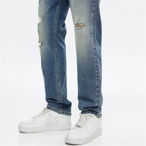 Men Slim Straight Stretch Denim Pants Hollow Out Distressed Jeans Hip Hop Vintage Ripped Jeans3
