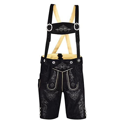 Men Lederhosen - Authentic Lederhosen - Leather German Lederhosen for Men, Oktoberfest Outfit - Black2
