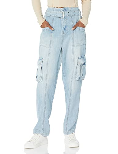 [BLANKNYC] Womens Luxury Clothing Self Belted Cargo Denim Jeans, Comfortable & Stylish Pants, Steal The Show, 27