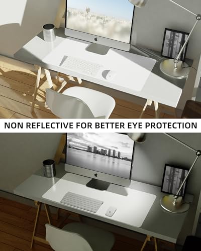 Image of Leather Desk Pad Blotter,Mouse Pad,Office Desk Mat, Non-Slip PU Leather Desk mat,Large Desk mat,Waterproof Keyboard mat for Office /Home /Decor (Ivory White,35 inch x 17 inch)